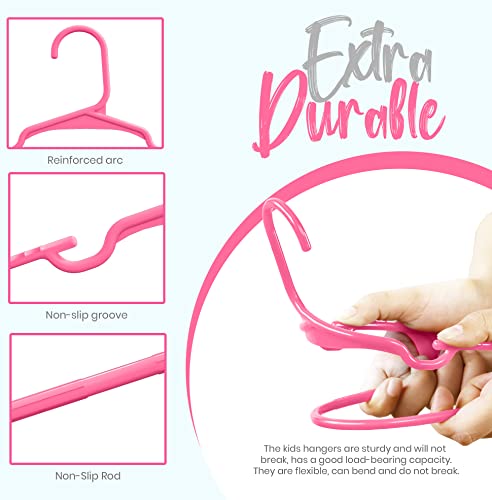 Utopia Home Kids Hangers - 60 Pack Pink, 11.5 Inch Nonslip Design