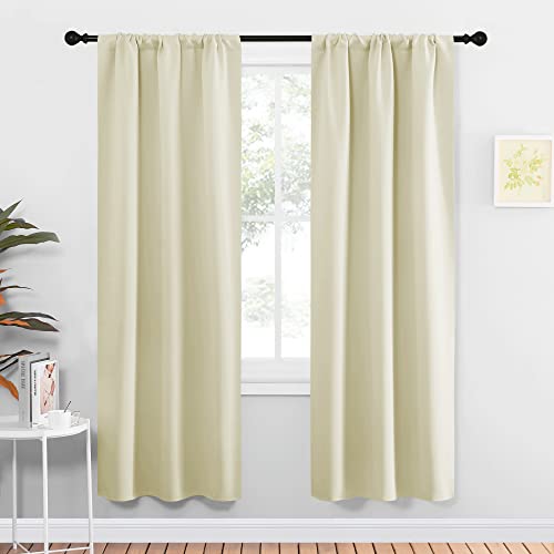 NICETOWN Blackout Curtains for Living Room, 2 Panels Beige, 34x72 Inches, Room Darkening Thermal Insulated Window Drapes Set of 2