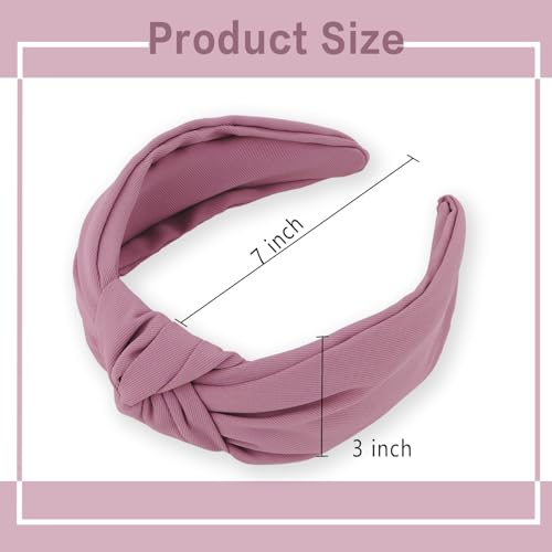 Ondder Pink Knotted Headband for Women Non-Slip Wide Hair Accessory