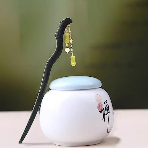 yueton 2PCS Vintage Wooden Hair Stick Antique Chinese Hair Pin 17.5cm