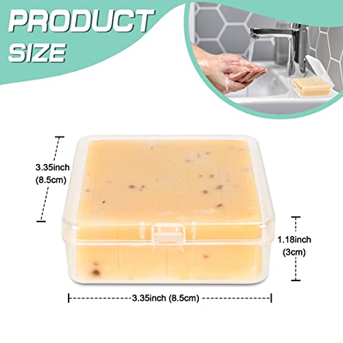Elimeta Travel Soap Container - Square Portable Bar Soap Holder (3 Pack, Clear)