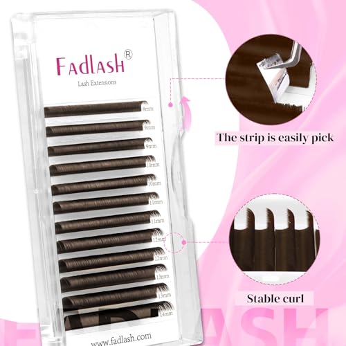 FADLASH Easy Fan Brown Eyelash Extensions D Curl 15-20mm Volume Lashes