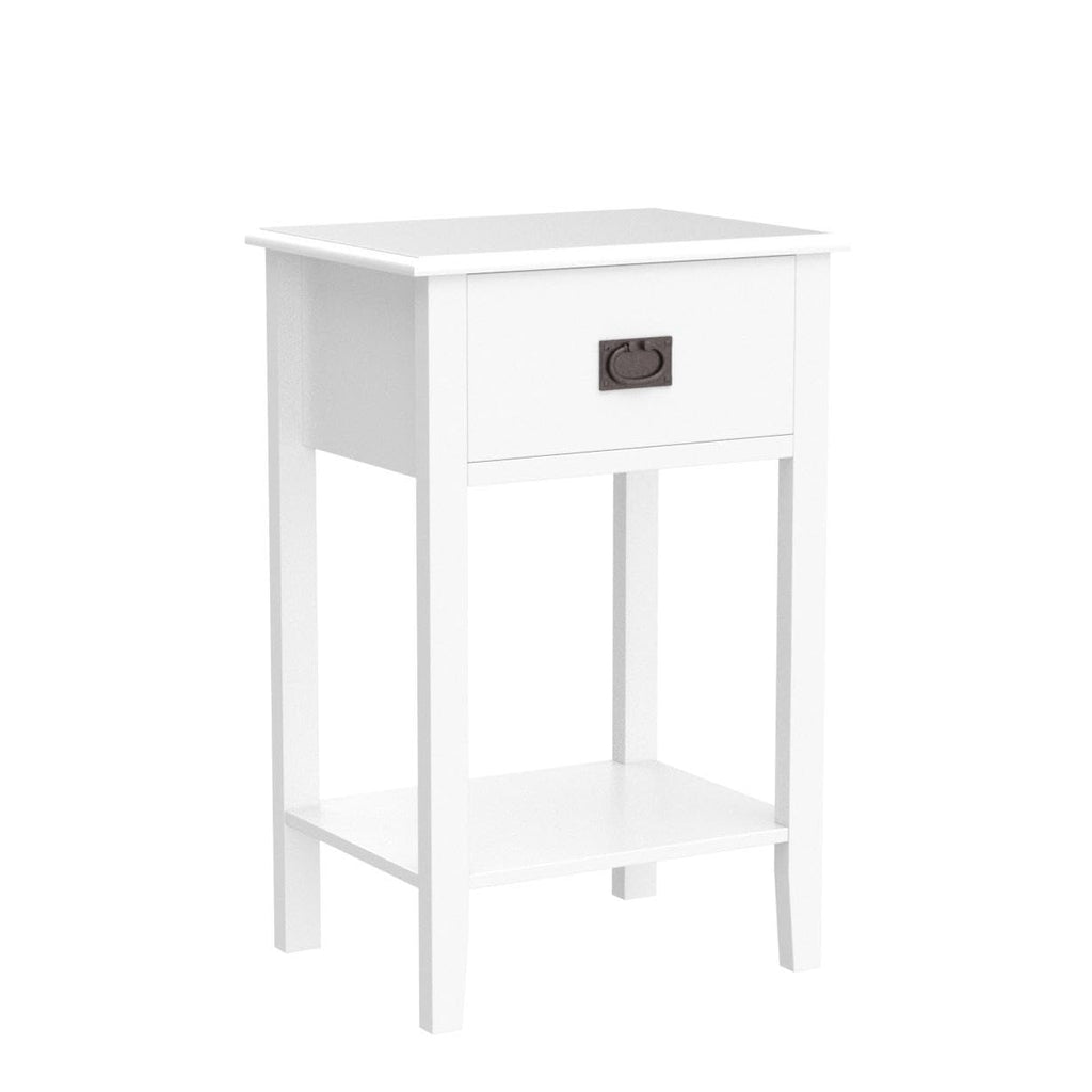 VECELO Nightstands Set of 2 End/Side Tables for Living Room Bedroom Bedside, Vintage Accent Furniture Small Space, Solid Wood Legs, One Drawer