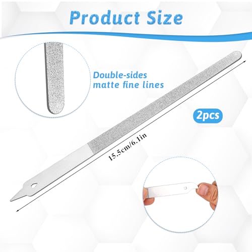 Styquenzer 6-Inch Stainless Steel Diamond Metal Nail Files 2-Pack