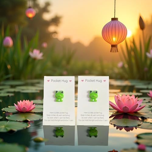 Pocket Hug Frog Token Set 2Pcs with Greeting Cards Encouragement Gifts
