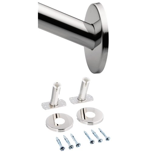 Moen 2-102-5PS 5-Foot Curved Shower Rod, Polished Stainless Steel with Moen 65-F-PS Donner Low-Profile