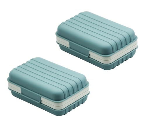 2 Pack Travel Soap Case Holder - Leakproof Portable Soap Box with Drain