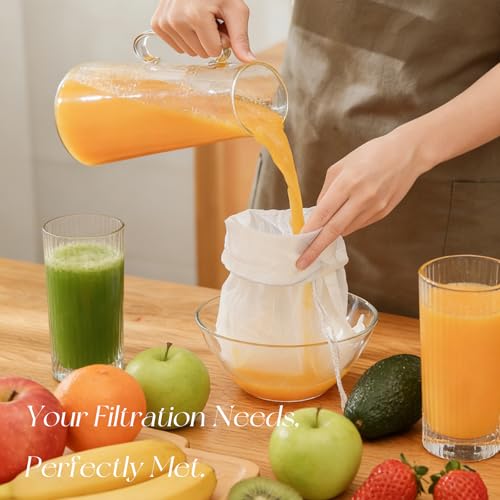 Reusable Nut Milk Bag - 200 Mesh Nylon Filter for Juice & Brewing (2pcs)