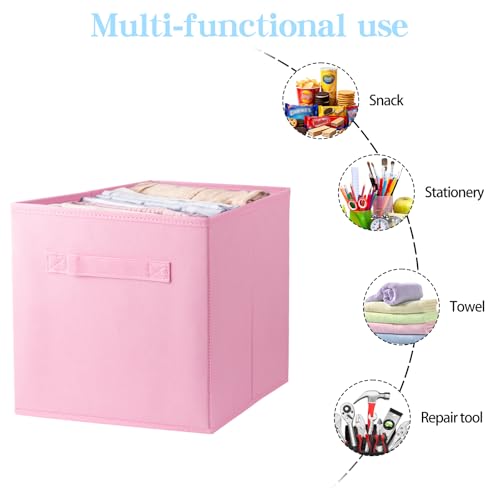 Gwaxise 10.5" Collapsible Storage Cubes - Pink Fabric Bins (2-Pack)