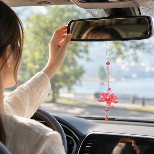 Lily Flower Car Charm - Elegant Resin Waterlily Suncatcher