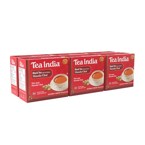 Tea India Masala Chai - Premium Black Tea with Spices, 80 Teabags