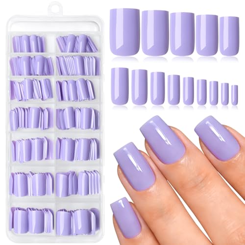 Lifextol Medium Square Press On Nails - 280PC Purple Acrylic Fake Nails
