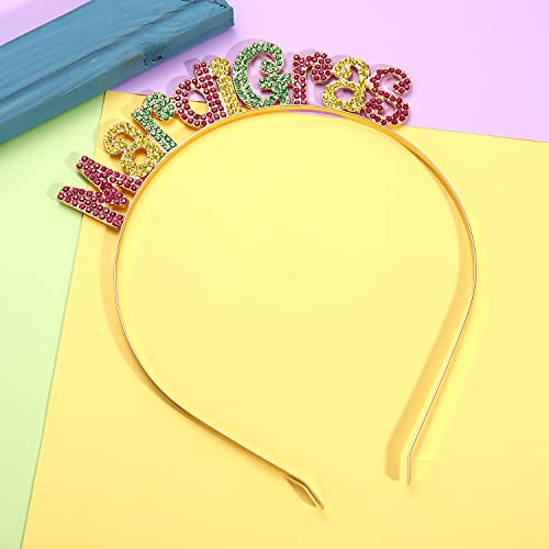 NVENF Mardi Gras Rhinestone Fleur De Lis Headband Carnival Hair Hoop