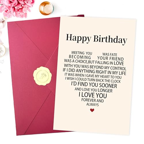 Romantic Birthday Card for Him or Her - Heartfelt Love Message