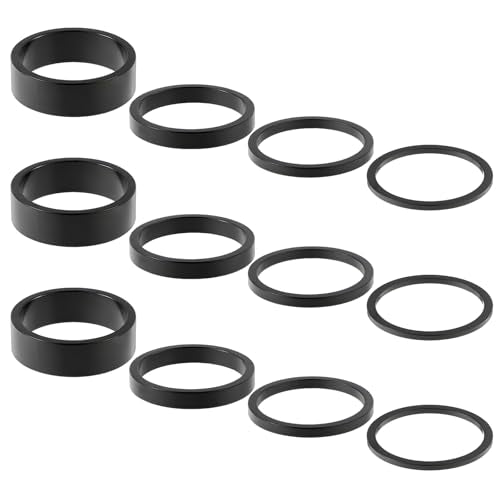 12 PCS Bike Stem Spacers 1 1/8, 4 Sizes Aluminum Alloy Bike Headset Spacers Bikes Handlebar Stem Spacers Fit 1-1/8 Inch Stem Mountain Bike Road Bikes Handlebar (10mm 5mm 3mm 2mm)