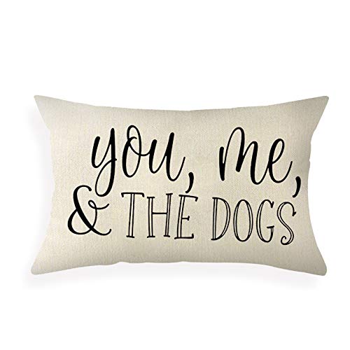 You Me and The Dogs Quote Farmhouse Lumbar Pillow Cover 12x20
