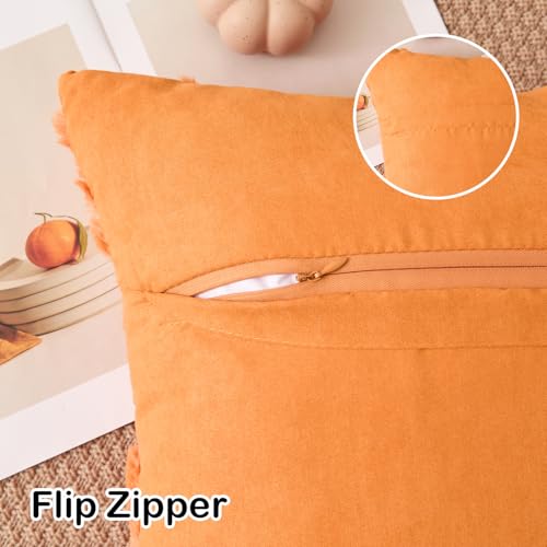 Kevin Textile Fall Pumpkin Pillow Covers, 18x18 Inch Set of 2, Orange