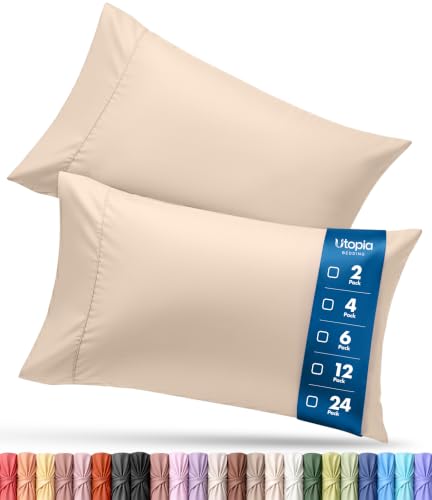 Ultra Soft Beige Pillow Cases Set of 4, Queen Size 20x30 Inches