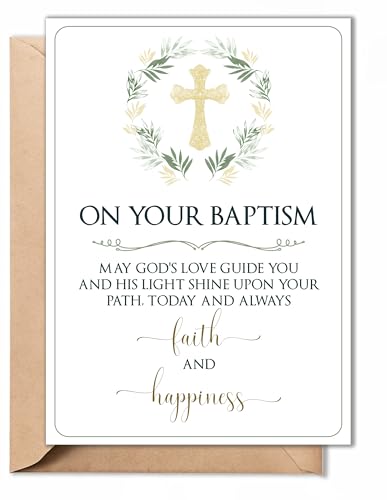 Elegant 5x7 Baptism Card with Envelope | Christian Blessing