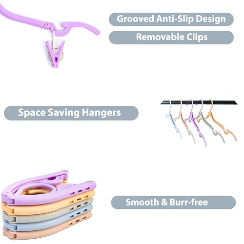 MtBoi Folding Travel Hangers - 10 Pack Portable Space-Saving Clothes Hangers