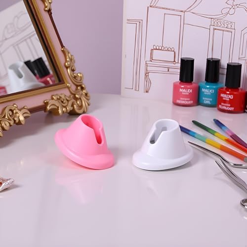 PurYupearl 2 Pcs Soft Rubber Nail Polish Bottle Holder Stand Anti-Spill Pink