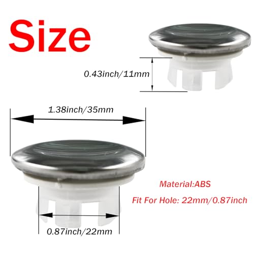 4 Pack Round Sink Overflow Cover Caps - Durable ABS Plastic