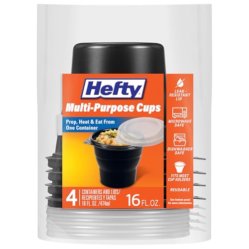 Hefty Multi-Purpose Plastic Cups with Lids 16oz, 4 Count - Model 4.0