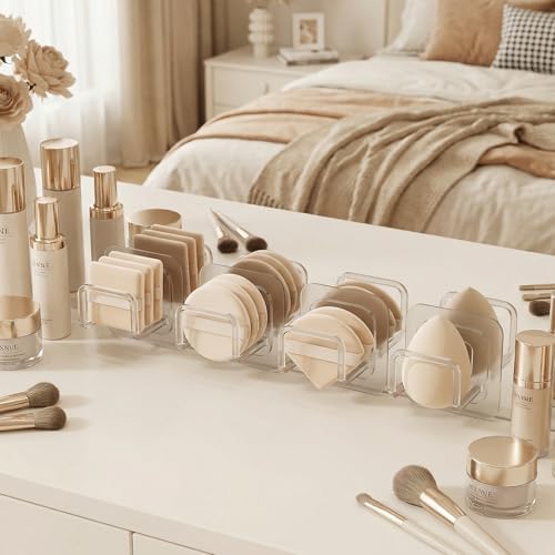 VANRIOS 4-Pack Adhesive Wall-Mounted Powder Puff Holder - Clear