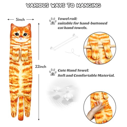 Orange Cat Hand Towel - Absorbent Kitchen & Bathroom Decor Gift