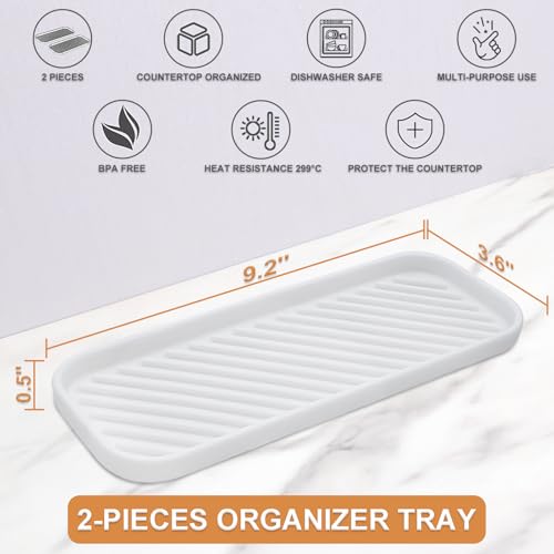 Silicone Organizer Tray - 2 Pack for Kitchen & Bathroom Storage