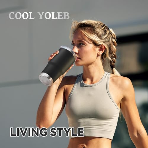 Cool Yoleb 30 oz Stainless Steel Tumbler with Lid - Insulated Black Travel Cup
