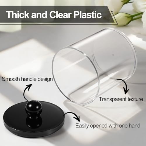 SheeChung 3-Pack Acrylic Qtip Holder Dispenser Set - 10oz Organizers for Bathroom & Vanity