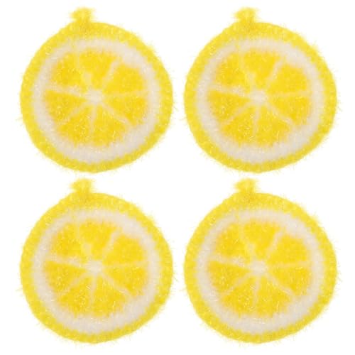 Minkissy 4-Pack Microfiber Lemon Dish Cloths - Super Absorbent Kitchen Scrubber