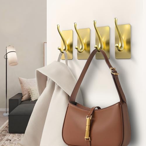 JCHOUS Adhesive Towel Hooks - Solid Alloy Wall Hooks, 2 Pack