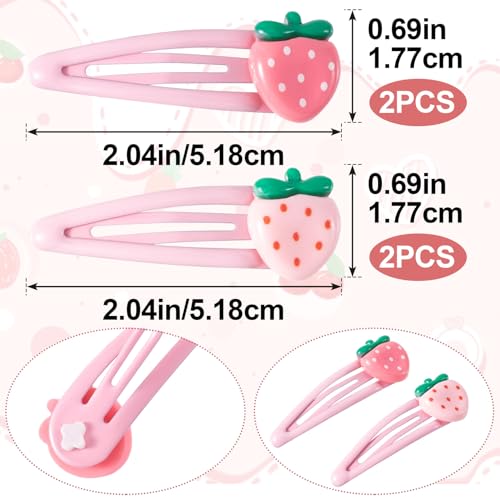PAGOW 4 Pcs Strawberry Hair Clips Y2K Pink Cute Hair Barrettes