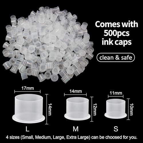 Autdor 500PCS Small Tattoo Ink Caps with Self-Standing Flat Base