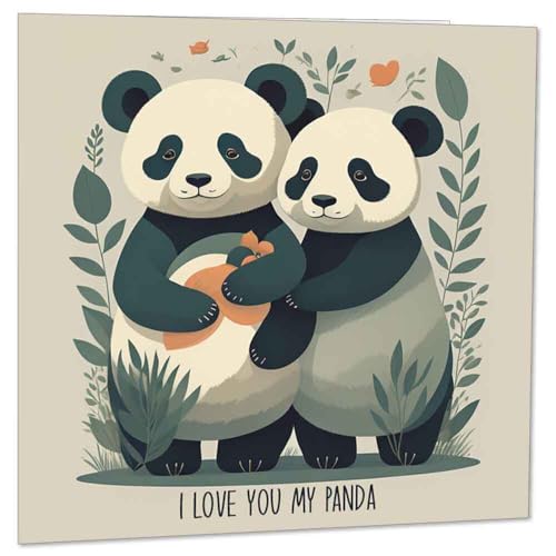 Cute Panda Anniversary Card - Love You Greeting for Couples