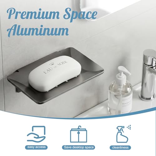 PHX Grove Wall-Mounted Aluminum Soap Dish with Drainage - Rustproof Holder