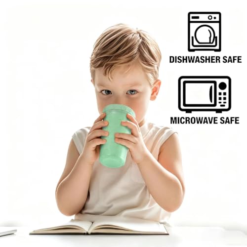 Meolibour Blue Wheat Straw Sippy Cups - 4 Pack Spill-Proof Toddler Cups