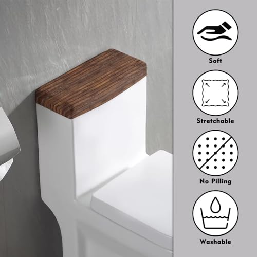 Brown Wood Board Print Toilet Tank Lid Cover - Elastic Protector