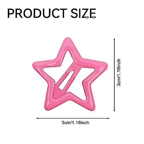Star Hair Clips Metal Snap Barrettes Light Red Y2K 10Pcs