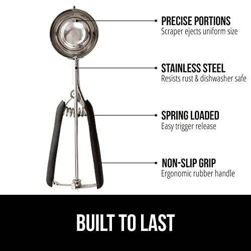 Gorilla Grip Stainless Steel Cookie Scoop Set - 1, 2, 3 TBSP, Black