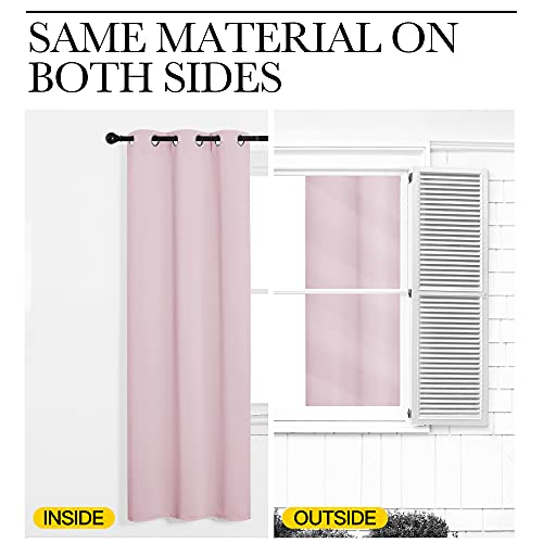 NICETOWN Baby Pink Blackout Curtain Panel, 34" x 63", Thermal Insulated