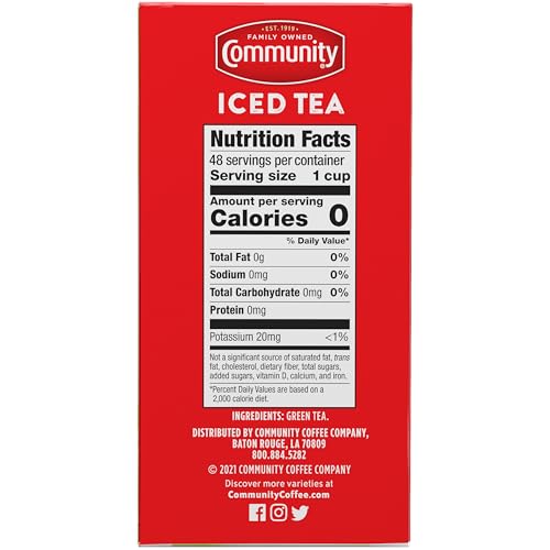 Community Coffee Green Tea Bags - 48 Count, Individual Pack, Hot & Iced Tea