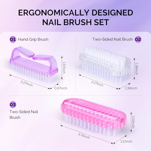 MelodySusie 3-Pack Nail Brush Set for Cleaning Fingernails and Toenails