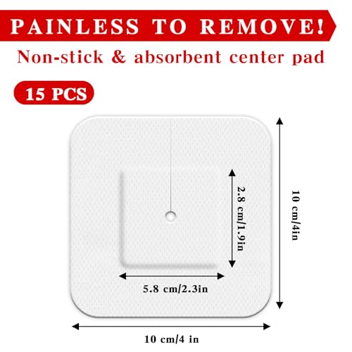 15 Pcs Split Drain Adhesive Feeding Tube Bandages, Peg G J Supra-Pubic Incision Bordered Guaze Pad, Sterile Drain Patch Supplies Island Dressing, Catheter Stabilization Device Holder for Nursing Care