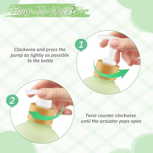 3 Pcs 300ml Green Soap Dispenser Set - Refillable Plastic Pump Bottles
