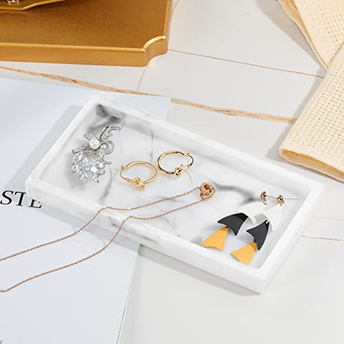 Luxspire Mini White Marble Bathroom Tray - Countertop Organizer