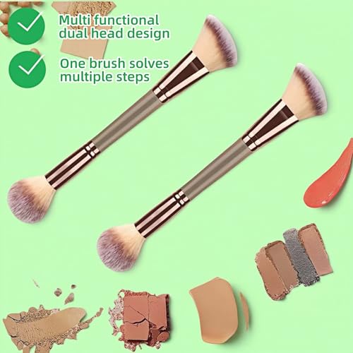 FANBODTA 2-in-1 Dual-Ended Makeup Brush - Soft Synthetic Bristles for Foundation, Concealer & Powder