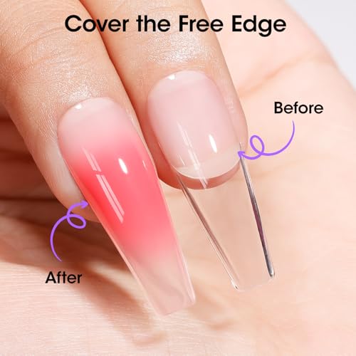 Gellen Pink Ombre Gel Nail Polish with Silicone Brush & French Tips